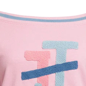 Sweat-shirt côtelé Lurex Jack and Jill rose pour femme, haut décontracté élégant en molleton bouclette à épaules dénudées avec bordure côtelée - Product Image 5