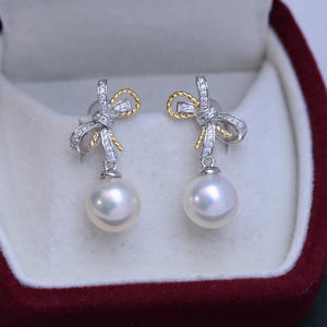 Pendientes Colgantes Minimalistas de Plata S925 con Circonitas Redondas de 8-9 mm de Zhuji Danshui, con Luz Intensa y Pequeñas Imperfecciones, Venta al por Mayor - Product Image 1