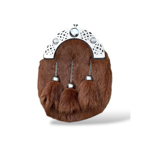 HOT SELL Scottish Brown Fur Sporran 3 Tassels Highland Outfit Sporran With <b>Chain</b> <b>Belt</b> Traditional Accessory - Product Image 5