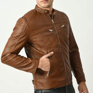 Veste en cuir véritable pour homme, durable, avec doublure douce et design moderne, idéale pour l'automne et l'hiver. Veste d'hiver pour homme. - Product Image 2