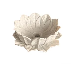 Lavabo de Lujo de Mármol Blanco Tallado a Mano con Diseño de Flor de Loto, Encimera de Baño de Piedra Natural - Product Image 1