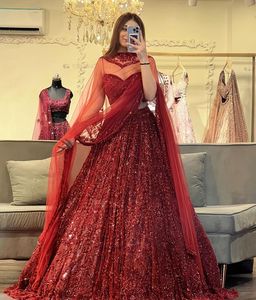 Luxury <b>Wine</b> Red Bridal Lehenga Choli with Heavy Sequins Embroidery Work | Designer Wedding Reception Lehenga for Women - Product Image 1
