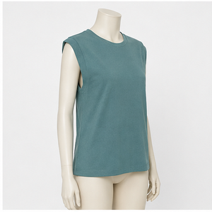 Women's Minimalist Cap Sleeve Cotton Crew Neck <b>Top</b> - Product Image 4