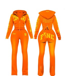 Ensemble deux pièces haut court et survêtement en velours pour femme, qualité premium 2026, avec logo personnalisé TAHAD, doublure satinée, fermeture éclair et strass brodés - Product Image 4