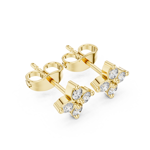 Boucles d'oreilles en diamant de laboratoire taille ronde, or jaune 14K 18K, motif fleur, quatre pierres, 0,25 carat DEF VVS, élégant cadeau de mariage ODM - Product Image 4
