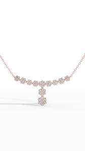 สร้อยคอเพชรทรงกลมแบบคลัสเตอร์สุดหรู ผลิตจากเพชรเลี้ยงในห้องปฏิบัติการ ตัวเรือนทองคำขาว 14K หรือทองคำเหลืองหรือทองคำชมพู เครื่องประดับที่เปล่งประกายเหนือกาลเวลา - Product Image 3