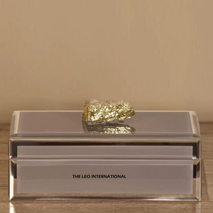 Caja de Joyería Cuadrada de Vidrio y Metal, Estilo Elegante y Lujoso, para Guardar Joyas, Decoración para el Hogar - Product Image 6