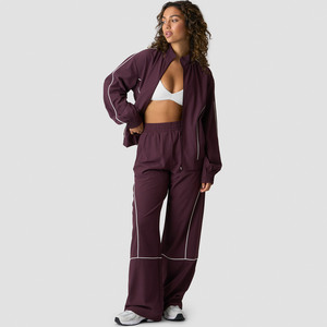 Custom Logo Women's Contrast Piping <b>Track</b> <b>Jacket</b> & Pant Women's Tracksuits Breathable Sportswear Jogging Suits Women's Sweatsuit - Product Image 1