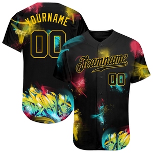 Wholesale Best Selling OMMIZ INDUSTRY Custom <b>Graffiti</b> Pattern Black-Gold 3D Authentic Baseball Jersey - Product Image 1
