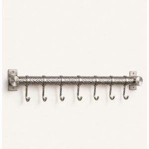Stainless Steel Wall Mounted Kitchen Utensil Rack with Sliding S-<b>Hooks</b> Multipurpose Rail Organizer for Pots Pans Spatulas - Product Image 5