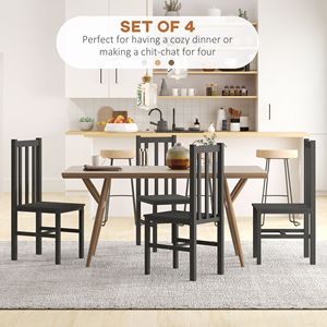 Set di 4 Sedie da Pranzo in Legno di Pino Nero con Schienale a Doghe, Stile Rustico, Set Tavolo e Sedie - Product Image 4