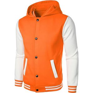 Baseball Varsity <b>Jacket</b> for <b>Men</b> Custom Wholesale Print Logo Blank Plain Wool Black Unisex Patchwork Stand Collar - Product Image 2