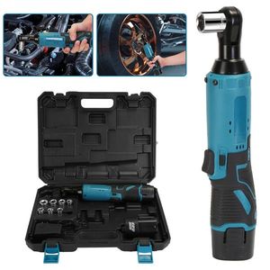 3/8 Cordless Electric Right Angle <b>Ratchet</b> Wrench Set 2pcs 1200mAh Batteries Charger 7 <b>Sockets</b> 400RPM - Product Image 1