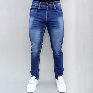 Jeans en denim décontractés pour hommes, nouvelle collection Gex, taille mi-haute, extensibles, bleu clair - Product Image 1