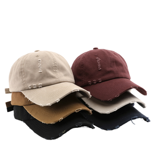Distressed <b>Baseball</b> <b>Cap</b> Men Plain Vintage Custom Embroidery Logo Breathable Waterproof 6-Panel Cotton <b>Baseball</b> <b>Cap</b> - Product Image 1