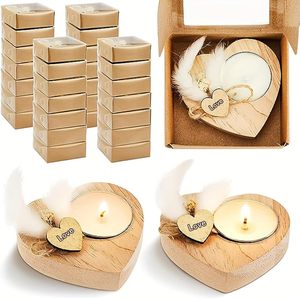 Heart-Shaped Wood Candle Holders with <b>Tealight</b> Candle,2 Pack Rustic Style Candlestick Decorative Holders for Home Decoration, - Product Image 2