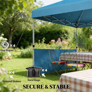 Tenda a Baldacchino Pop-Up Blu Mare, Parasole, Carport, Pergola - Riparo Versatile per Esterni - Product Image 2