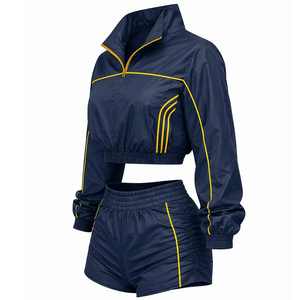 Conjuntos de cortavientos 2 en 1 para mujer 2026, personalizados, ligeros, transpirables, de invierno, estilo urbano, con cuello alto y cierre con cordón frontal - Product Image 2