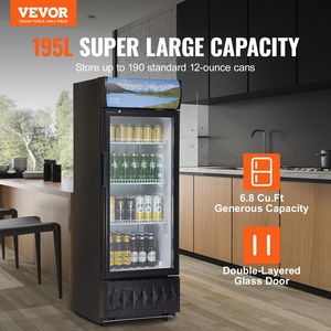 Enfriador de Bebidas Comercial de 6.8 Pies Cúbicos/195L, Refrigerador con Puerta de Vidrio para Exhibición de Vinos y Bebidas - Product Image 2
