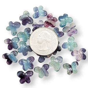 Natural Multi Fluorite Butterfly Shape Gemstone <b>Rainbow</b> Fluorite Carved Butterfly Beads Butterfly Jewelry Making Beads 14x10mm - Product Image 1