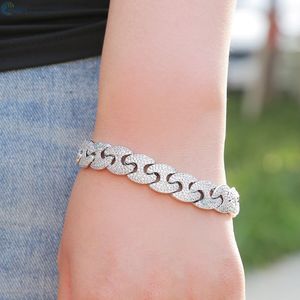 Pulsera de eslabones cubanos con diamantes cultivados en laboratorio, estilo rapero, para él. - Product Image 2