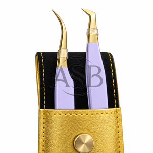 Pince à épiler professionnelle en acier inoxydable blanc or pour extensions de cils, testée à la main, écologique et durable, pour volume de cils - Product Image 1