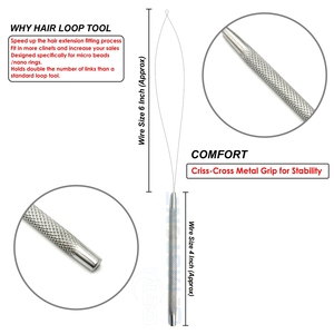 Custom Logo Stainless steel Hair Extension Loop Tool – Professional Micro <b>Beads</b> Pulling <b>Needle</b> for Nano Ring Installation - Product Image 4