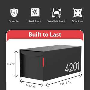 Boîte aux lettres verticale moderne à montage sur poteau, grande taille, en acier galvanisé, finition mate, couleur personnalisable, OEM, Vietnam - Product Image 2