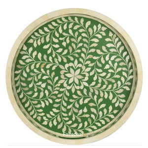 Bandejas de servir de madera con diseño de perlas, forma redonda, para mesa de comedor, para servir comida y bebidas, suministros para el hogar y hoteles - Product Image 1