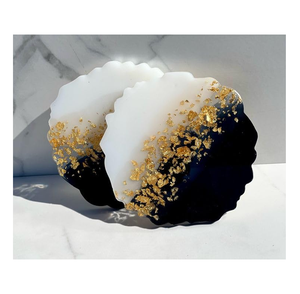 Customized Resin <b>Coaster</b> <b>Drink</b> Use Home Wedding Table sky Blue Color Gold Flak Glitter design Round Flower Resin Napkin Ring - Product Image 4