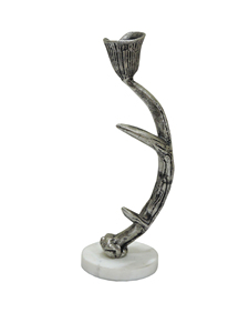 Antler Design Metal Candle Holder, Antique Silver Finish on Marble Base, Unique Rustic Taper Candle Stand for Home <b>Table</b> Decor - Product Image 3