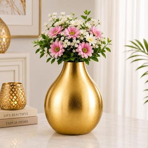 Maceta de Metal Decorativa para Interiores, Moderna, para Hogar, Jardín, Balcón, Patio, Oficina, Sala de Estar, Decoración Dorada - Product Image 1
