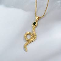 Liontin Berbentuk Bunga Cantik Berlapis Emas 18K dengan Batu Zamrud Potongan Snake ala Mesir, Setting Cakar, Perhiasan Istimewa, Ide Hadiah Unisex