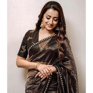 Sari en tissu brodé de qualité supérieure avec bordure en dentelle brodée Dori - Product Image 5