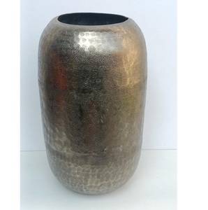 Modern Handcrafted Hammered Metal <b>Vase</b> <b>Unique</b> Textured Geometric Decorative Vessel Minimalist Tabletop for Home Decor - Product Image 2