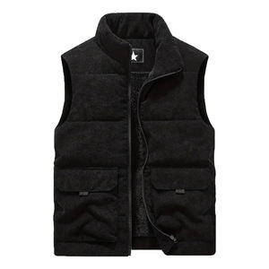 Wholesale Custom Warm Men's Puffer Vest Shiny <b>Fabric</b> Light Weight Quilted Padded Vest OEM Customized Sleeveless Jacket for Mens - Product Image 1