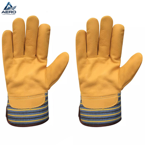 2026 Heavy-Duty Multi-Purpose Striped Canvas & Genuine Leather Safety <b>Gloves</b> for Construction & Material Handling Driver <b>Gloves</b> - Product Image 2