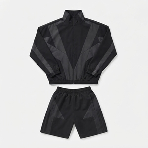 Custom High Street Winter Men's Windbreaker Tracksuit <b>Set</b> Plus Size <b>Knitted</b> Cotton Fabric Cuff Printed Sleeve Breathable Casual - Product Image 1