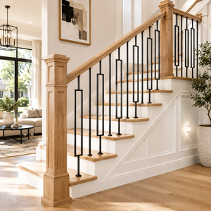 Residential Stair BalusterSingle Rectangle <b>Iron</b> Baluster 44 In Matte Black Powder Coated Stair Railings Handrail Spindle Modern - Product Image 6