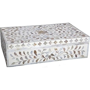 Luxury Rectangle Handcrafted Wood Jewelry Storage <b>Box</b> with <b>Floral</b> Inlay Design Airtight 2-Layer Keepsake Organizer - Product Image 1
