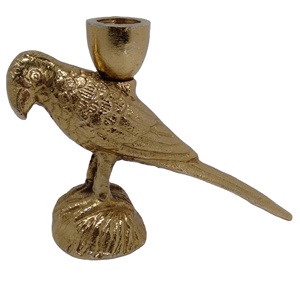 Parrot Bird Shape Aluminium <b>Candle</b> Stand <b>Holder</b> in <b>Gold</b> Finish Decorative Accent for Home Hotel and Tabletop Lighting Decoration - Product Image 1