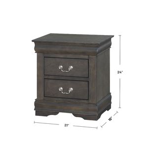 Comodino in pino massiccio grigio scuro con 2 cassetti - Product Image 4