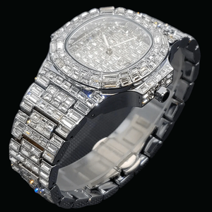 Reloj de Diamantes Unisex de Lujo, Movimiento de Cuarzo Analógico, Caja Octogonal, Esfera de 44 mm, Cristal de Zafiro, Cierre de Mariposa - Product Image 4