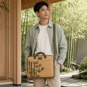 Sac à dos pour ordinateur portable en jute avec fermeture éclair, grande capacité, style professionnel, bandoulière, pochette pour documents, pour l'université, le bureau, les voyages - Product Image 2