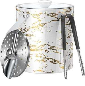 Seau à glace en acier inoxydable, design moderne et rond, résistant à la rouille, avec deux poignées, pour les fêtes - Product Image 6