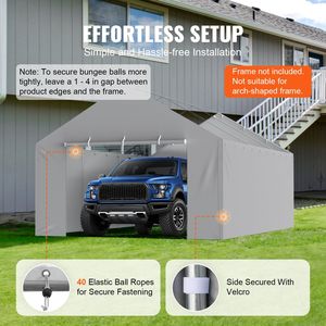 Bâche de remplacement robuste pour abri de garage ou carport 13 x 20 pieds avec protection UV, facile à installer, imperméable - Product Image 5