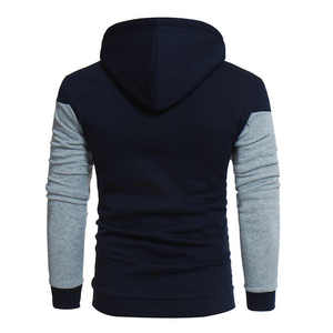 Sweat-shirt à capuche pour homme, coupe slim, décontracté, en polyester et coton tricoté, avec blocs de couleur, pour l'automne - Product Image 3