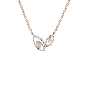 Collier en diamant avec pendentif rond marquise cultivé en laboratoire |   Or jaune, blanc et rose 14K 18K |   Collier à double feuille pour femmes - Product Image 3
