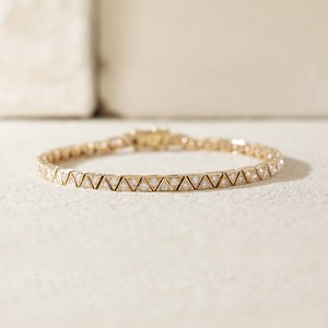 Triangle Diamond <b>Bracelet</b> 10K 14K 18K Gold 925 Silver Geometric Tennis <b>Bracelet</b> Round Cut Diamond Minimalist Fine Jewelry - Product Image 1
