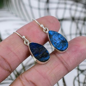 <b>Best</b> Deal 925 Sterling Silver Handcrafted Labradorite Drop Earrings Blue Flash Gemstone Healing Crystal Wedding Party Gift - Product Image 2